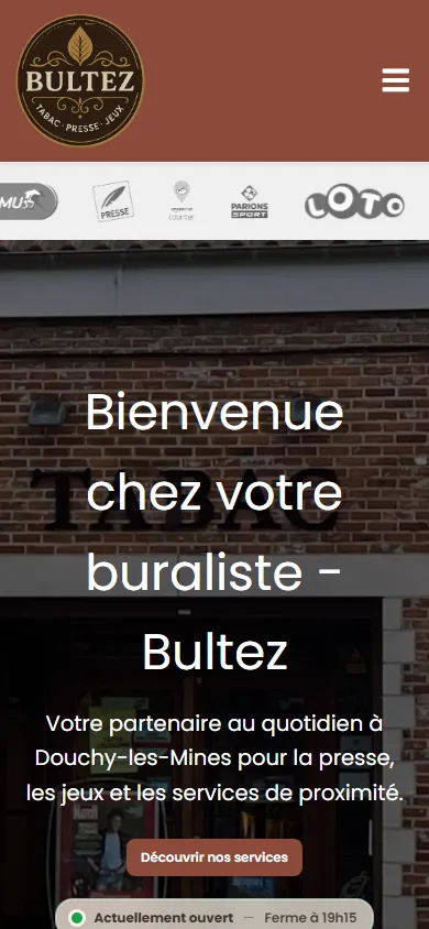 Version mobile du site du tabac-presse Bultez