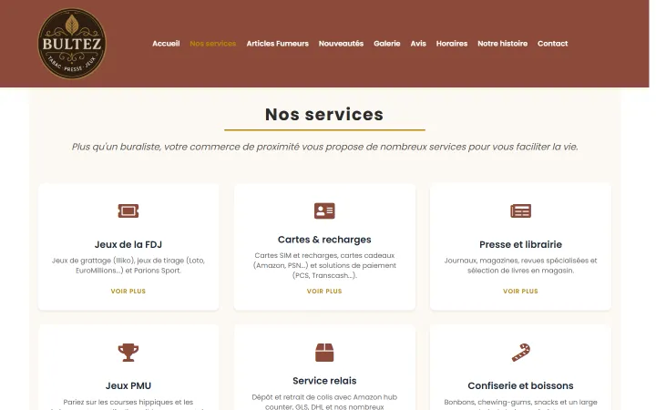 Page des services du tabac-presse