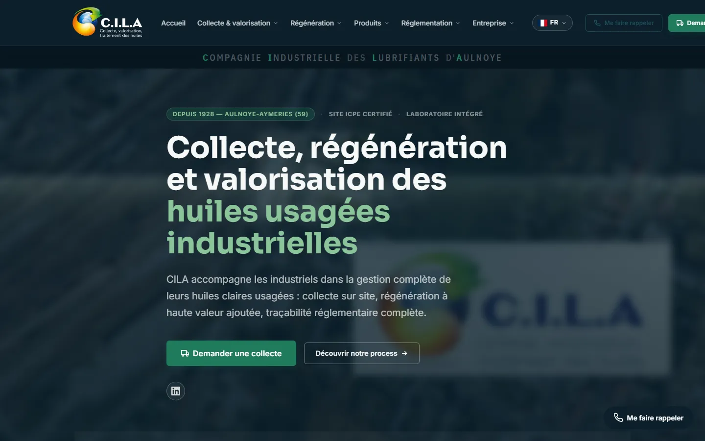Page d'accueil du prototype de site CILA