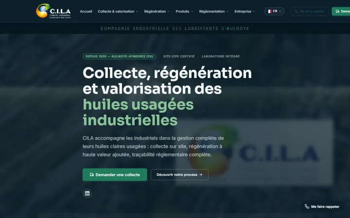 Page d'accueil du prototype de site CILA