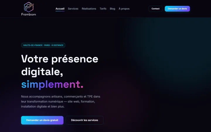 Page d'accueil du site Frambiom