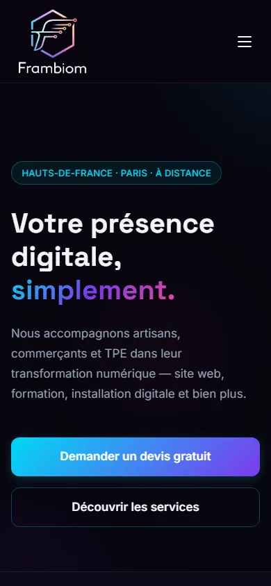Version mobile du site Frambiom