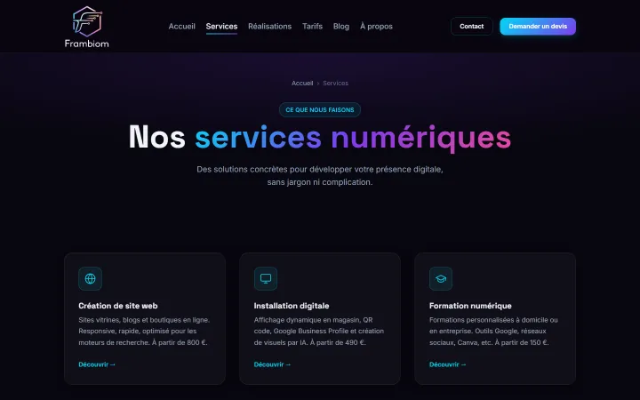 Page des services de Frambiom