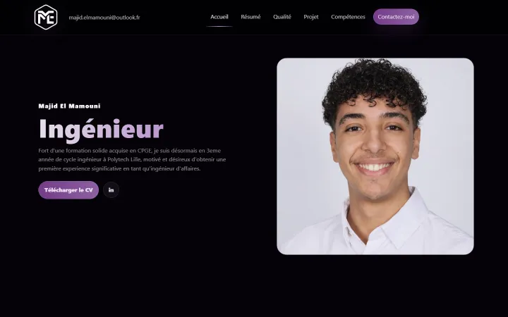 Page d'accueil du portfolio de Majid El Mamouni