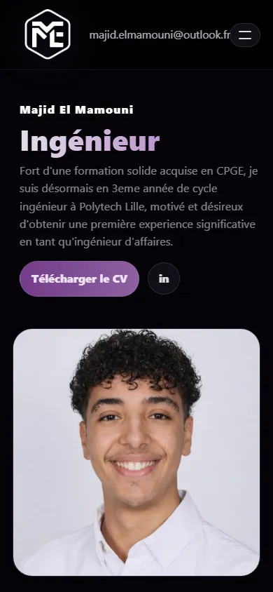Version mobile du portfolio de Majid El Mamouni
