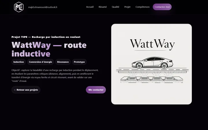 Page détaillant le projet WattWay