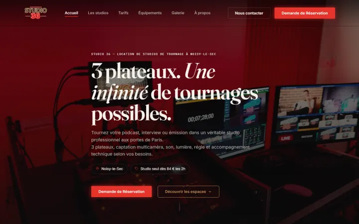 Page d'accueil du site Studio 36
