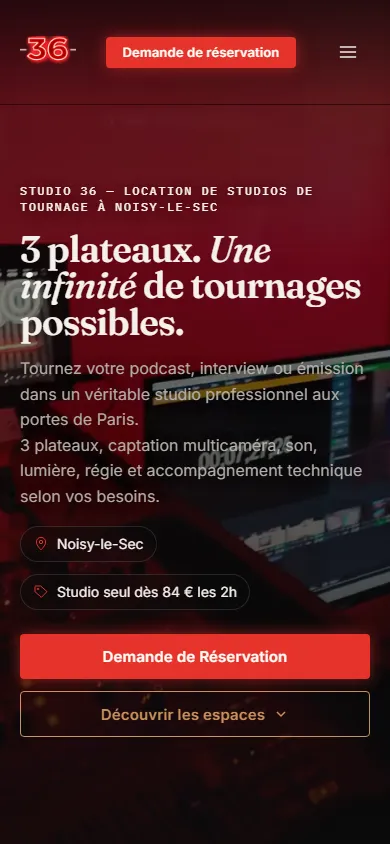 Version mobile du site Studio 36